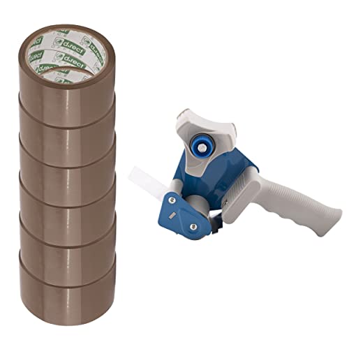 D.RECT Klebeband-Handabroller mit 6 braunen Paketklebeband-Rollen 50m x 48mm hochwertiger robuster für Klebebänder mit bis zu 50 mm Breite inklusive 6 Rollen Packband, Braun D.RECT Klebeband-Handabroller mit 6 braunen Paketklebeband-Rollen 50m x 48mm hochwertiger robuster für Klebebänder mit bis zu 50 mm Breite inklusive 6 Rollen Packband, Braun von D.RECT