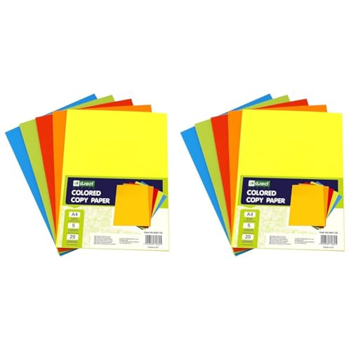 D.RECT Kopierpapier bunt A4 Mix von 5 Farben mit jeweils 20 Blatt (Packung mit 2) von D.RECT