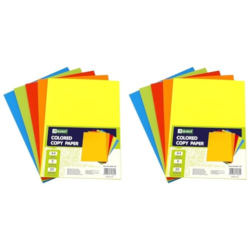 D.RECT Kopierpapier bunt A4 Mix von 5 Farben mit jeweils 20 Blatt (Packung mit 2) von D.RECT