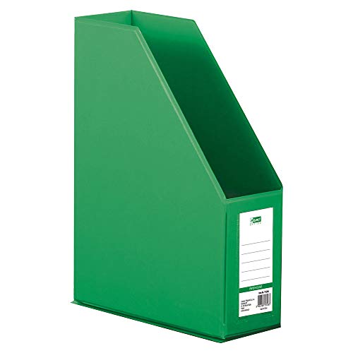 D.RECT Kunststoff-Organizer, Zeitschriftenhalter, Stehsammler mit Sichtfenster zum Beschriften PVC A4 90mm, zusammenlegbar, Grün von D.RECT