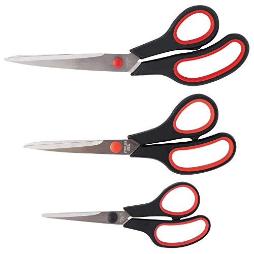 D.RECT Scheren set 3 Stück 160mm/210mm/250mm "SG-MIX" - Schere, Haushaltsschere für Papier und Tapes mit Gummigriff - Edelstahl D.RECT Scheren set 3 Stück 160mm/210mm/250mm "SG-MIX" - Schere, Haushaltsschere für Papier und Tapes mit Gummigriff - Edelstahl von D.RECT