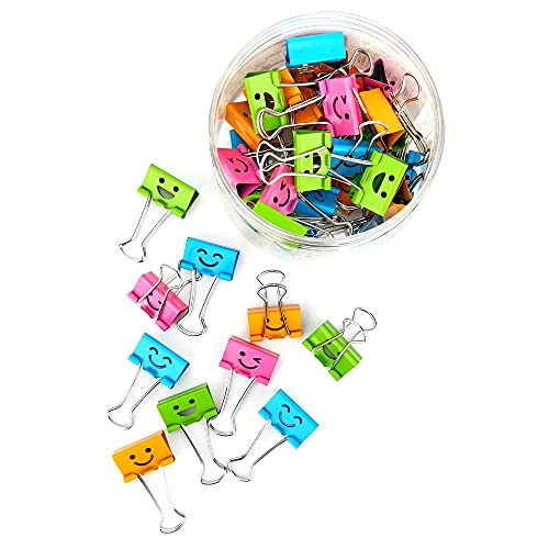 D.RECT Smiles Foldbackclips für Büro - Foldback Klammern 48x 25mm, Vielzweckklammern Papier - Metall Binder Clips für Bürobedarf Notizen und Gewürzklammer Verpackung - Büroklammern Bunt Gross D.RECT Smiles Foldbackclips für Büro - Foldback Klammern 48x 25mm, Vielzweckklammern Papier - Metall Binder Clips für Bürobedarf Notizen und Gewürzklammer Verpackung - Büroklammern Bunt Gross von D.RECT
