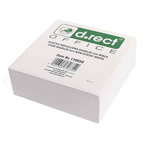 D.RECT Zettelklotz Notizklotz Ersatzpapier (für Zettelbox) | 85x85x30mm Circa 300 Blatt | Weiß von D.RECT