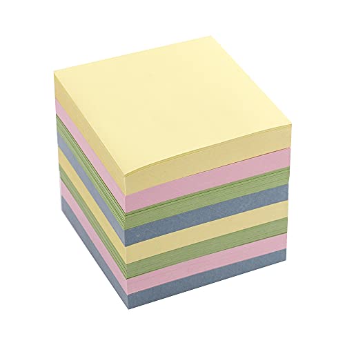 D.RECT Zettelklotz Notizklotz Ersatzpapier (für Zettelbox) | 85x85x80mm circa 750 blatt | sortiert Pastellfarbmix von D.RECT