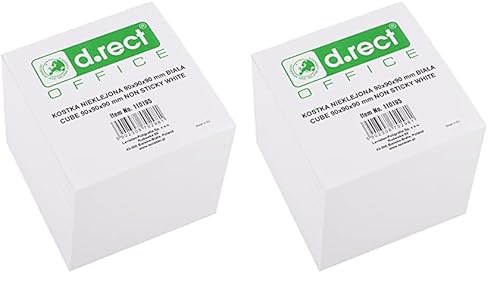 D.RECT Zettelklotz Notizklotz Ersatzpapier (für Zettelbox) | 90x90x90mm circa 850 blatt | Weiß (Packung mit 2) von D.RECT