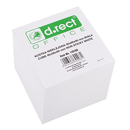 D.RECT Zettelklotz Notizklotz Ersatzpapier (für Zettelbox) | 90x90x90mm circa 850 blatt | Weiß von D.RECT