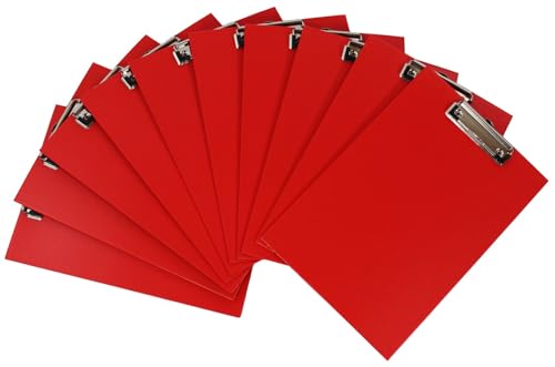 Klemmbrett/Schreibplatte/Klemmplatte A4 economy aus Graupappe, mit PVC-Folien-Überzug, mit Drahtbügelklemme, leinengeprägt, Farbe: rot - 10 Stück Klemmbrett/Schreibplatte/Klemmplatte A4 economy aus Graupappe, mit PVC-Folien-Überzug, mit Drahtbügelklemme, leinengeprägt, Farbe: rot - 10 Stück von D.RECT