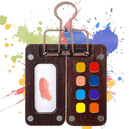 Skizzenbuch Palette aus Holz,Mini Palette,Tragbare Aquarell Palette Mit 8 Fächern Und 1 Clip,Mini Aquarellkasten Travel Set,Farbtablett,Mini Holzpalettenbox Für Aquarell Gouache Acrylfarbe Skizzenbuch Palette aus Holz,Mini Palette,Tragbare Aquarell Palette Mit 8 Fächern Und 1 Clip,Mini Aquarellkasten Travel Set,Farbtablett,Mini Holzpalettenbox Für Aquarell Gouache Acrylfarbe von DAAIZIII