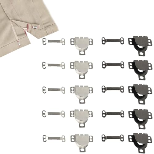 10 Gruppen Haken,Hosenhaken,Hosenverschluss Haken,Haken Und Ösen Zum Annähen,Ösenverschlüsse,Haken Verschluss,Jackenaufhänger Zum Annähen Für Bh, Bikini, Kleid, Rock (Schwarz + Waffenfarbe) von DAAIZIII
