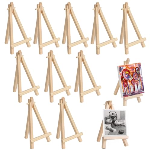 DAAIZIII 10 Stück Mini Staffelei Holz, Dreieck Faltbar, Klein Tischstaffelei, Multifunktional, Europäisch, ART_EASEL, Holz, Mini Staffelei Holz, Kleinstaffelei, Easel, Staffelei, 15 X 8 cm von DAAIZIII