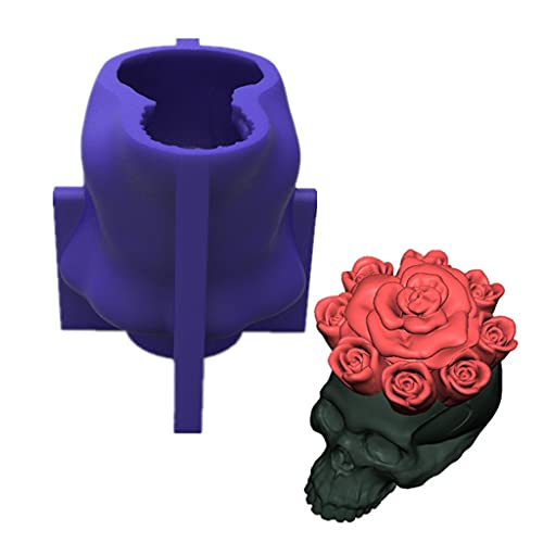 3D Roseschädel Kerze Epoxidharz Schimmelpilze Seife Silikonform Home Ornamente Gusswerkzeug von DABAIXIONG