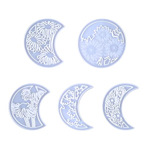 5pcs Mond Phasen Kombination Schimmel Wand Ornamente Tropfen Kleberform Wand Anhänger Desktop Dekoration Epoxy Silikonform von DABAIXIONG