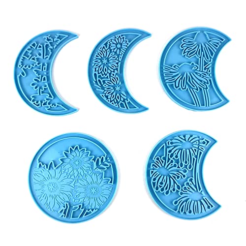 5pcs Mond Phasen Kombination Schimmel Wand Ornamente Tropfen Kleberform Wand Anhänger Desktop Dekoration Epoxy Silikonform von DABAIXIONG
