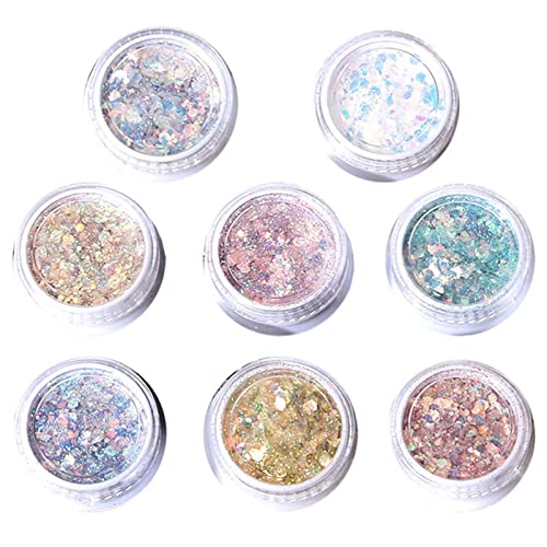 Craft Set 8 Farben Holographischer Glitzer Harz Cup Regenbogen Glitzer Film Geeignet Für Körpergesichtsnagelkunst Craft Set 8 Farben Holographischer Glitzer Harz Cup Regenbogen Glitzer Film Geeignet Für Körpergesichtsnagelkunst von DABAIXIONG