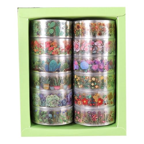 DABAIXIONG 12Rolls Blumenklebeband Ästhetisches Klebeband 15mmx2m Wasserbeständig von DABAIXIONG