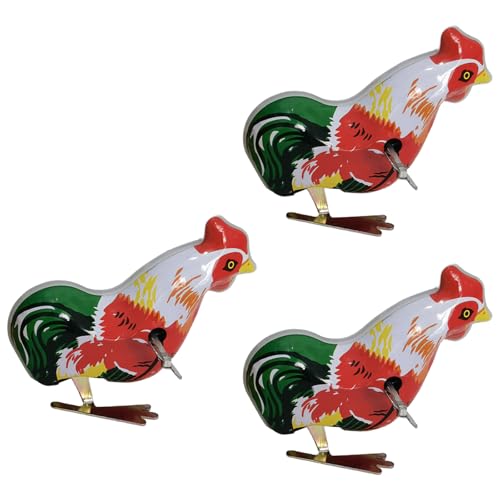 DABAIXIONG 3vieces Metal Jumping Rooster Toy Klassische Blechplatten Windup Designs Für Nostalgische Spaß Und Home Office Tischdekoration von DABAIXIONG