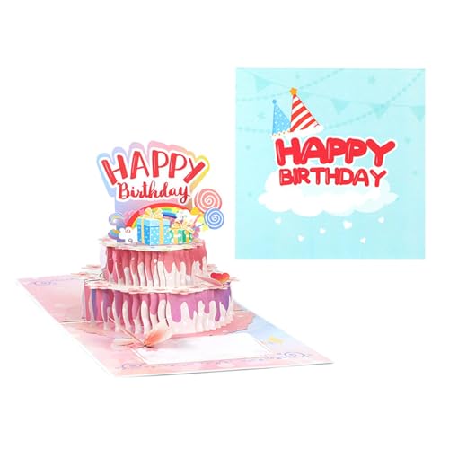 DABAIXIONG Charme 3D Kuchen Geburtstagskarte Begrüßungskarte Köstliches Visuelles Erlebnis Perfekt Für Individuelle Geburtstagsfeierversorgung von DABAIXIONG