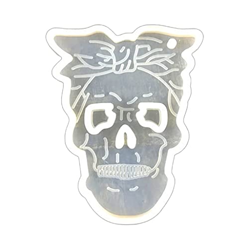 Halloween Skeleton Schlüsselbund Epoxidharz Form Glänzende Glänzende Schädel Gesicht Anhänger Silikonform Handwerks Schmuckform von DABAIXIONG