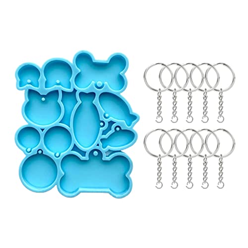 Hundeknochen Geformte Silikonform Set Schlüsselbundformen Harzform Für Katzen Anhänger Gussform Mit 10 Teilen Für Schlüssel von DABAIXIONG