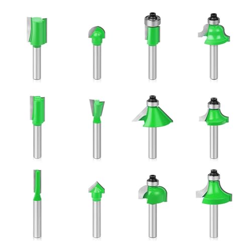 Professionelles Holzschnitzrouter Bit 12PC 1/4 Zoll Schaft Zum Trimmen Und Fräsen Von Carpentry Carving Trimming Tool Shank Router Bit Set von DABAIXIONG