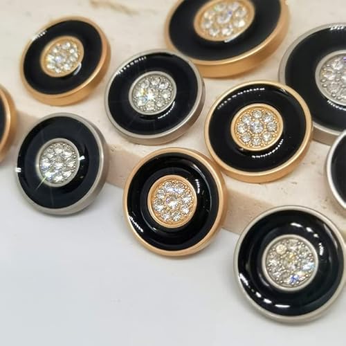 18/25 MM Metall Runde Strass Knöpfe Kleidung Luxus Hohe Qualität Gold Silber Dekor Knopf Für Frauen Kleidungsstück Bekleidung DIY von DABIN