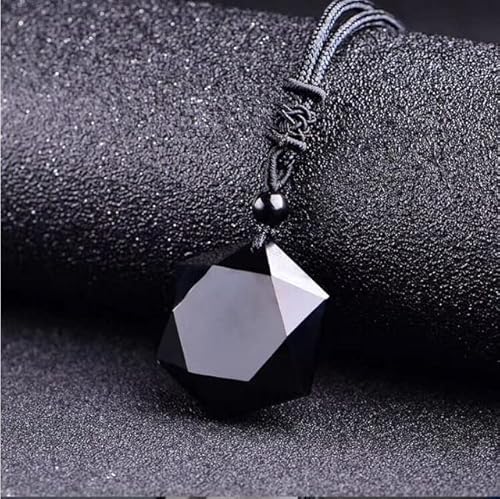 DABIN Schwarze Obsidian-Anhänger-Halskette Obsidian-Stern-Anhänger Lucky Love Crystal Jewelry von DABIN