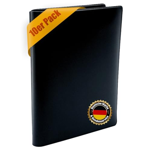 DADA LAB Fahrzeugscheinhüllen 10 Stück Schwarz – 2-Fach KFZ Papiere Mappe, Auto Bordmappe & Dokumenten Etui für Handschuhfach Organizer von DADA LAB