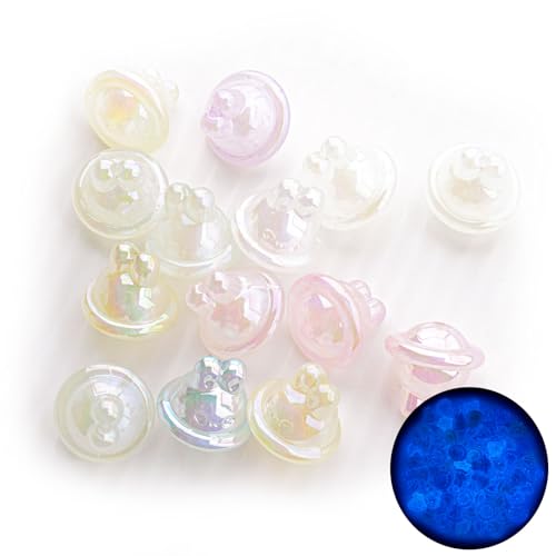 10 Stück 20 mm Superglitzer, leuchtend im Dunkeln, Bunny Planet Perlen für Schmuckherstellung, DIY, Basteln, Dekorationen, Ohrringe, Armband, Halskette, Perlen, Stift, Zubehör, Heimdekoration von DADAFA