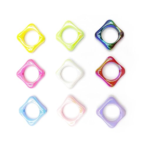 10 Stück 23 mm bunte hohle quadratische Abstandshalter Perlen für Schmuckherstellung, DIY-Dekorationen, Ohrringe, Armband, Halskette, Handykette, Schlüsselanhänger, Stift-Zubehör von DADAFA