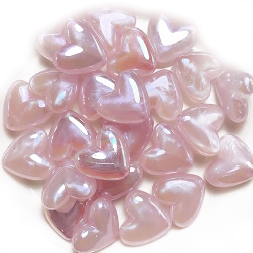 10 x 23 mm Meerjungfrau-Glitzer-Herz-Perlen für Schmuckherstellung, Armband, Ohrringe, Halskette, Handykette, Schlüsselanhänger, Zubehör, DIY-Dekorationen (Rosa) von DADAFA