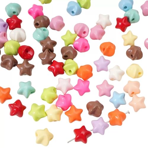 100 Stück 11 mm Y2K solide bunte Mini-Sternperlen für Schmuckherstellung, Bastelarbeiten, Dekorationen, Handykette, Schlüsselanhänger, Ohrringe, Armband, Halskette, Zubehör, Heimdekoration von DADAFA