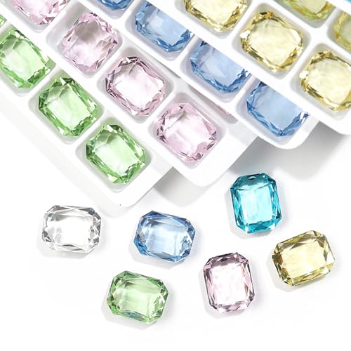 20 Stück, 8 x 10 mm, rechteckig, achteckig, transparent, K9, Glaskristall, Glitzer, Strass, Diamanten, Nagelzubehör, DIY, Basteln, Dekorationen, Schmuckherstellung, Nagelkunst-Zubehör, Heimdekoration von DADAFA