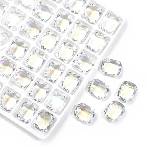 20 Stück, 8 x 10 mm, rechteckig, achteckig, transparent, K9, Glaskristall, Glitzer, Strasssteine, Strasssteine, Nagelzubehör, Bastelarbeiten, Dekorationen, Schmuckherstellung, Nagelkunst-Zubehör von DADAFA
