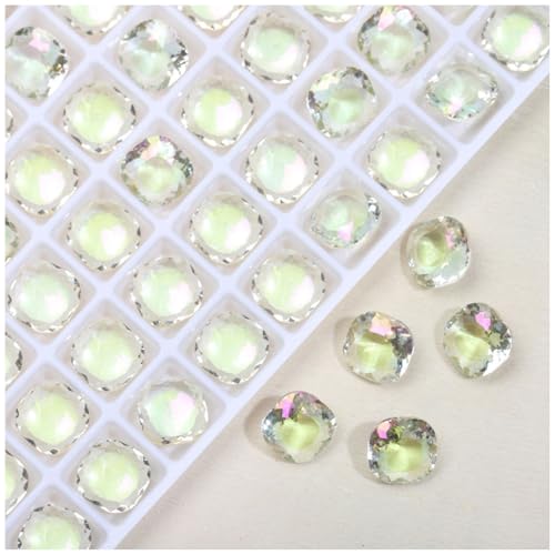 20 Stück 10 mm dicke, quadratische transparente K9-Glaskristall-Glitzer-Strasssteine, Strasssteine, Nailart-Zubehör, Basteldekorationen, Schmuckherstellung, Heimdekor (AB Jonquil) von DADAFA