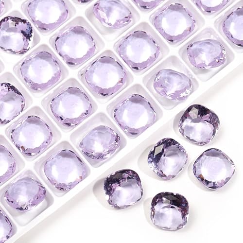 20 Stück 10 mm dicke, quadratische transparente K9-Glaskristall-Glitzer-Strasssteine, Strasssteine, Nailart-Zubehör, Basteldekorationen, Schmuckherstellung, Heimdekor (Amethyst) von DADAFA