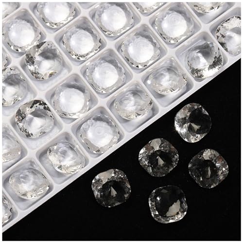 20 Stück 10 mm dicke, quadratische transparente K9-Glaskristall-Glitzer-Strasssteine, Strasssteine, Nailart-Zubehör, Basteldekorationen, Schmuckherstellung, Heimdekor (transparenter Kristall) von DADAFA