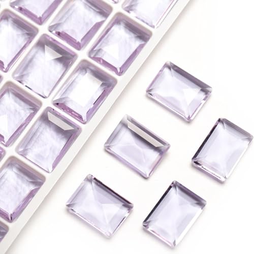 20 Stück 10 x 14 mm rechteckige Steinbonbons transparentes Glas klare Eiskristalle Strasssteine Strass Diamanten DIY Handwerk Dekorationen Schmuckherstellung Zubehör Heimdekoration (Amethyst) von DADAFA
