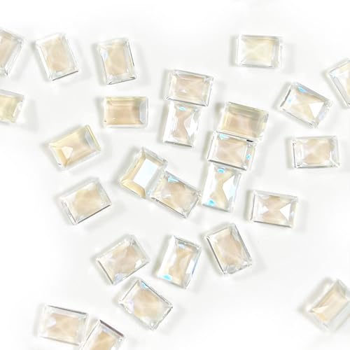 20 Stück 10 x 14 mm rechteckige Steinbonbons transparentes Glas klare Eiskristalle Strasssteine Strass Diamanten DIY Handwerk Dekorationen Schmuckherstellung Zubehör Heimdekoration (Glitzer weiß) von DADAFA