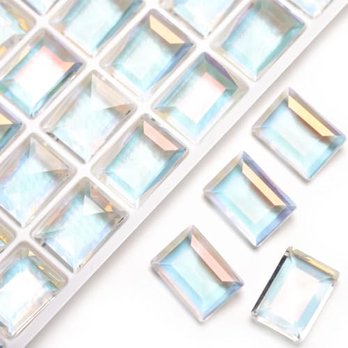 20 Stück 10 x 14 mm rechteckige Steinbonbons transparentes Glas klare Eiskristalle Strasssteine Strass Diamanten DIY Handwerk Dekorationen Schmuckherstellung Zubehör Heimdekoration (Meersalz) von DADAFA
