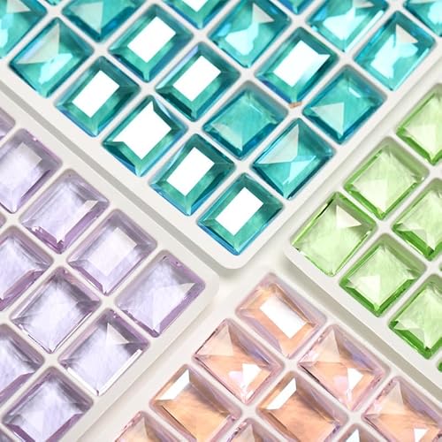 20 Stück 10 x 14 mm rechteckige Steinbonbons transparentes Glas klare Eiskristalle Strasssteine Strass Diamanten DIY Handwerk Dekorationen Schmuckherstellung Zubehör Heimdekoration (zufällige von DADAFA