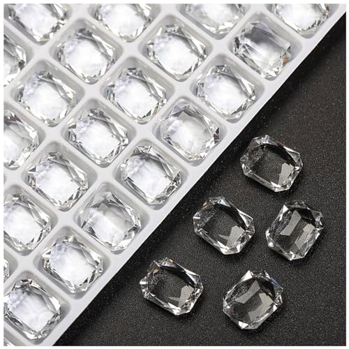 20 Stück 8 x 10 mm, rechteckig, achteckig, transparent, K9, Glaskristall, Glitzer, Strasssteine, Strasssteine, Nagelzubehör, Bastelarbeiten, Dekorationen, Schmuckherstellung, Nagelkunst-Zubehör von DADAFA