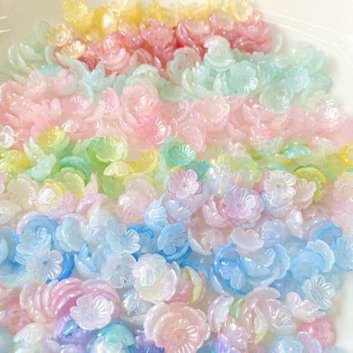 Bunte Jelly Kristallblütenperlen für Schmuckherstellung, Bastelarbeiten, Dekorationen, Ohrringe, Halsketten, Armbänder, Handykette, Schlüsselanhänger, Haarschmuck, Heimdekoration, 11 mm, 200 Stück Bunte Jelly Kristallblütenperlen für Schmuckherstellung, Bastelarbeiten, Dekorationen, Ohrringe, Halsketten, Armbänder, Handykette, Schlüsselanhänger, Haarschmuck, Heimdekoration, 11 mm, 200 Stück von DADAFA