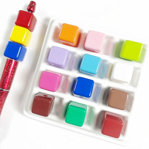 Bunte Kawaii-Perlen aus der Dopamin-Serie, für Schmuckherstellung, Bastelarbeiten, Dekorationen, Handykette, Schlüsselanhänger, Ohrringe, Armband, Halskette, Haarschmuck, Heimdekoration (15 mm Würfel) von DADAFA