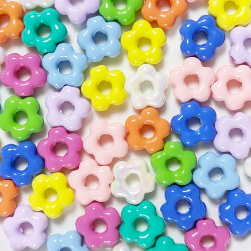Bunte Kawaii-Perlen aus der Dopamin-Serie, zur Schmuckherstellung, Basteldekorationen, Handykette, Schlüsselanhänger, Ohrringe, Armband, Halskette, Haarschmuck, Heimdekoration (19 mm hohle Blume), 10 von DADAFA