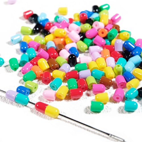 Bunte Kawaii-Perlen aus der Dopamin-Serie, zur Schmuckherstellung, Basteldekorationen, Handykette, Schlüsselanhänger, Ohrringe, Armband, Halskette, Haarschmuck, Heimdekoration (9 x 7 mm Pillenkapsel von DADAFA