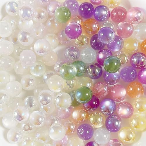 Bunte Y2K Katzenaugen-Perlen mit Farbwechsel, runde Perlen für Schmuckherstellung, DIY-Dekorationen, Ohrringe, Armbänder, Halsketten, Schlüsselanhänger, Zubehör (10 Stück, 16 mm) von DADAFA