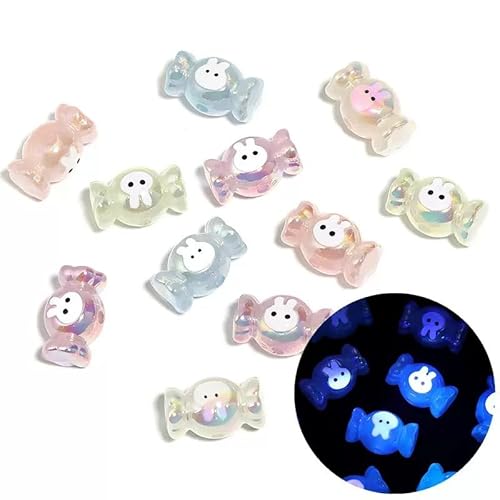 Niedliche Cartoon-Hasen-Perlen für Schmuckherstellung, Kaninchen, Süßigkeiten, Handykette, Schlüsselanhänger, DIY-Dekorationen, Haarseil, Perlenstifte, Ohrringe, Armband, Halskette, Zubehör, 10 Stück von DADAFA