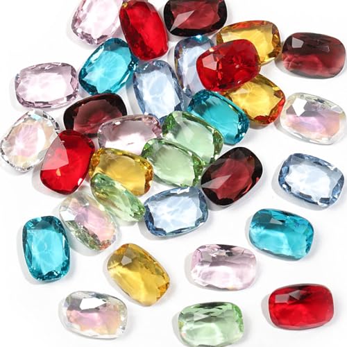 Rechteckiges Kissen, transparent, Glas, Kristall, Glitzer, Strass, Diamanten, Nägel, Zubehör, DIY, Basteln, Dekorationen, Schmuckherstellung, Nailart-Zubehör, Heimdekoration, zufällige Farbauswahl, 20 von DADAFA
