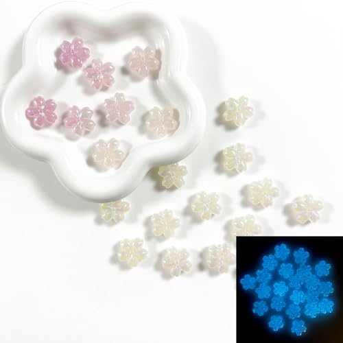 Sakura-Blumen-Perlen für Bastelarbeiten, Dekorationen, Schmuckherstellung, Kawaii-Farbwechsel, leuchtende Perlen, leuchtende Perlenstifte, Charms, Haarseil-Zubehör, 23 mm, 10 Stück von DADAFA