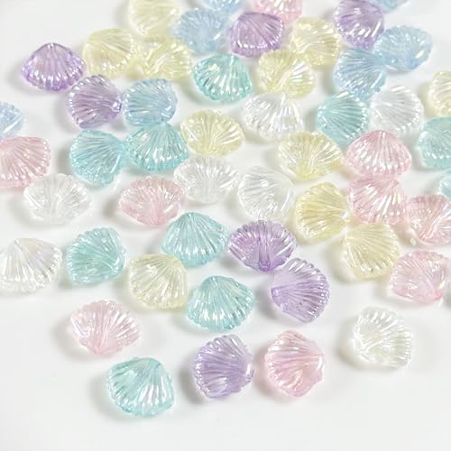 Transparente Glitzer-Perlen in Muschelform, 11 x 12 mm, für Schmuckherstellung, Ohrringe, Armbänder, Halsketten, Zubehör, Handykette, Schlüsselanhänger, Handyhüllen-Dekorationen, Heimdekoration, 100 von DADAFA